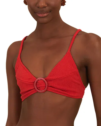 Farm Rio Matelasse Pineapple Bikini Top In Red