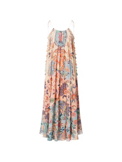 Farm Rio Boho Delhi Floral Tie Shoulder Maxi Dress In Multi