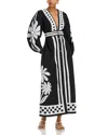 Farm Rio Nature Black Printed Cotton Maxi Dress In Black