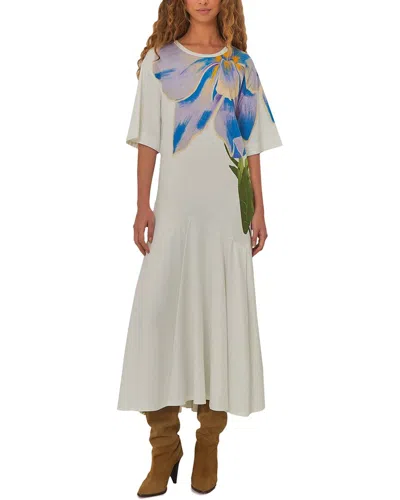 Farm Rio Floral-print Midi Day Dress In White