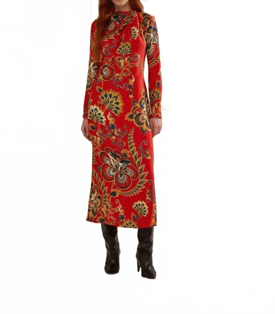 Farm Rio Red Maxi Floral Cutout Lenzing Ecovero Viscose Midi Dress In Maxi Floral Red