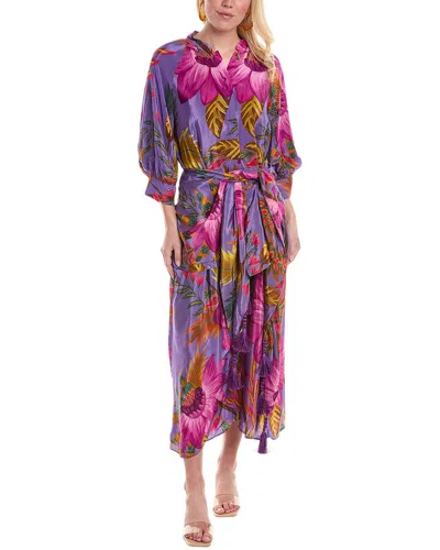 Farm Rio Maxi Flowers Maxi Shirtdress In Purple