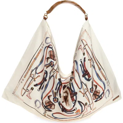 Farm Rio Medium Satin Scarf Bag In Equestrian Scarf Winter White