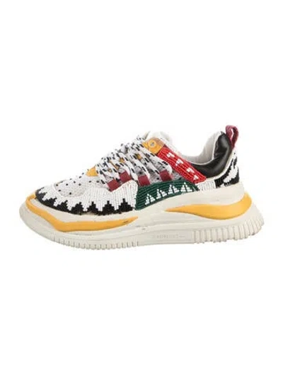Pre-owned Farm Rio Mesh Graphic Print Chunky Sneakers In White