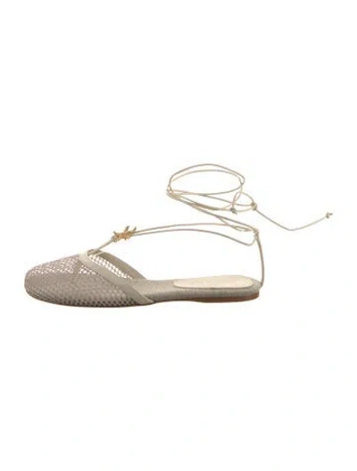Pre-owned Farm Rio Mesh Patterned Flats W/ Tags In Neutrals
