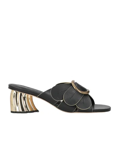 Farm Rio Metallic Heel Sandals In Black