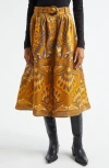 Farm Rio Metallic Mixed Print Cotton Blend Skirt In Heart Forest Gold