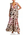 Farm Rio Metallic Jacquard Sleeveless Maxi Dress In Caramel