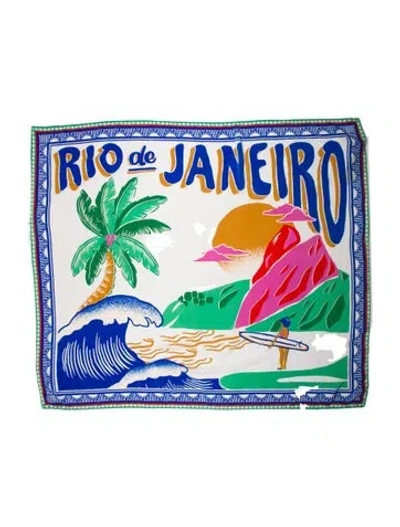 Pre-owned Farm Rio Mherry Fittizio Printed Scarf In Blue