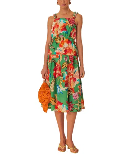 Farm Rio Midi Dress In Green Tropicart Sleeveless