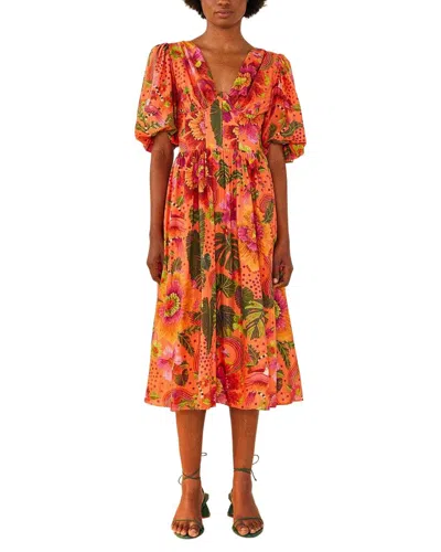 Farm Rio Midi Dress In Orange