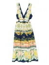 Farm Rio Midi Floral Cut-out Dress