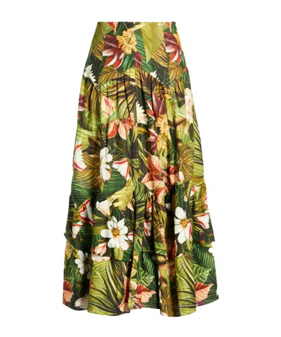 Farm Rio Midi Skirts In Green