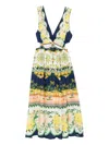 Farm Rio Amazon Garden Cream Cut Out Midi Dress In Multi