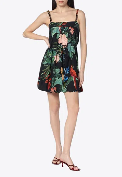 Farm Rio Midnight Macaw Fiesta Black Sleeveless Mini Dress Midnight Macaw Fiesta Black