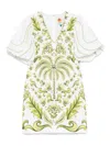 Farm Rio Milani Off White Linen Mini Dress In White