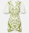 Farm Rio Milani Off White Linen Mini Dress In White