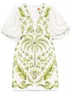 Farm Rio Milani Off White Linen Mini Dress In White