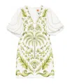 Farm Rio Milani Off White Linen Mini Dress In White