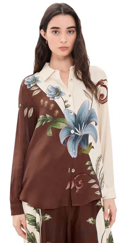 Farm Rio Milena Winter White Shirt Millena Winter White In Multi