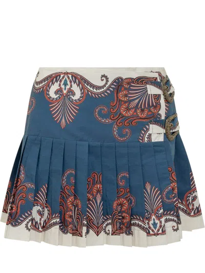 Farm Rio Mini Arabesque Skirt In Blue
