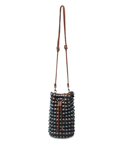 Farm Rio Mini Beaded Macrame Bucket Bag In Animal Print