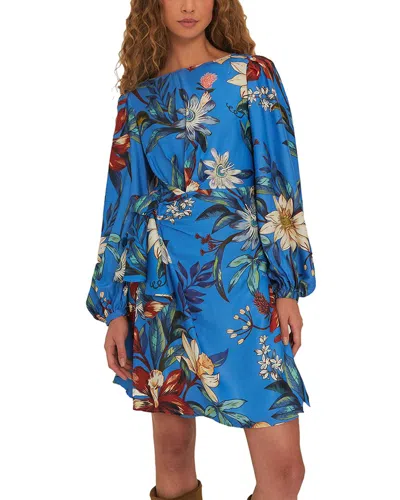 Farm Rio Surreal Flowers Blue Wrap Mini Dress Blue Surreal Flowers