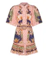 Farm Rio Dream Garden Pink Mini Dress With Belt In Pink