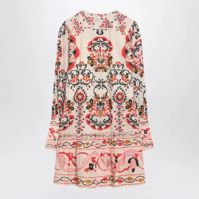 Farm Rio Mini Dress With Floral Print In Cashew Mandala Cream