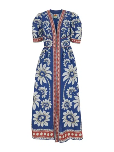Farm Rio Mini Floral Print Dress In Brown
