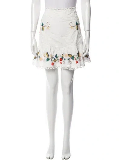 Pre-owned Farm Rio Mini Skirt In White