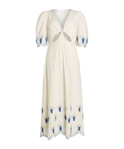 Farm Rio Minimalist Deep V Dress In Neutral