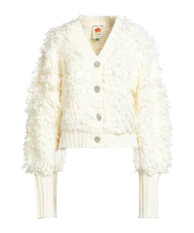 Farm Rio Minimalist Solid Knit Cardigan In White