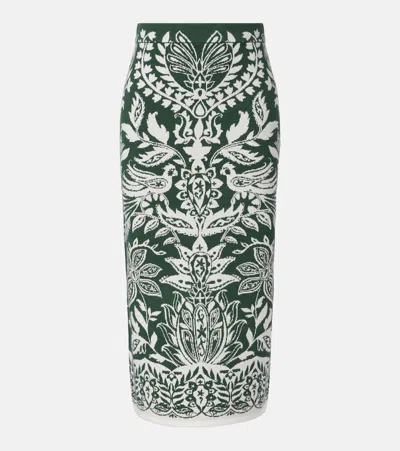 Farm Rio Miranda Intarsia Knitted Midi Skirt In Multi