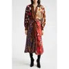 Farm Rio Miranda Mixed Printed Button Front Midi Dress In Miranda Mix Multicolor