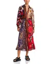 Farm Rio Miranda Mixed Printed Button Front Midi Dress In Miranda