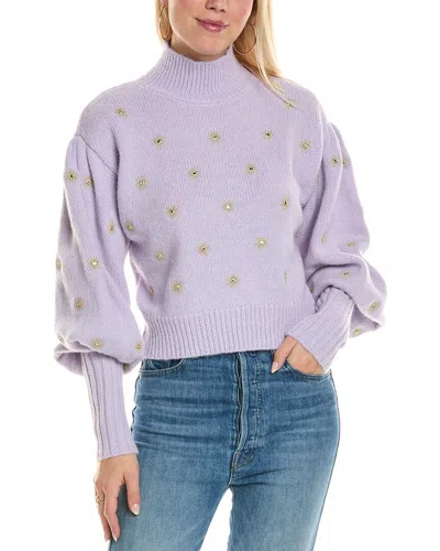 Farm Rio Mirror Embroidery Knit Sweater In Purple