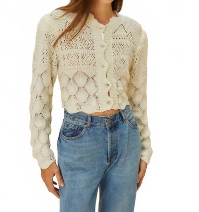 Farm Rio Mix Lace Stitch Cardigan In Off-white