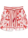 Farm Rio Floral Chains Cotton Shorts In Red