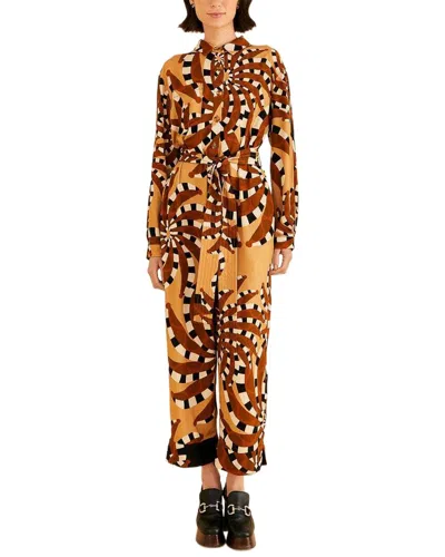 Farm Rio Mixed Bananada Jumpsuit In Brown