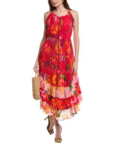 Farm Rio Mixed Fruits Ocean Maxi Dress In Red