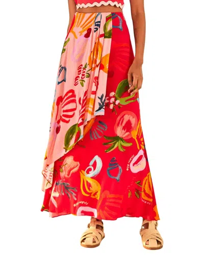 Farm Rio Mixed Fruits Ocean Maxi Skirt In Multi