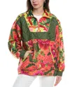 FARM RIO MIXED MEDIA 1/2-ZIP PULLOVER JACKET