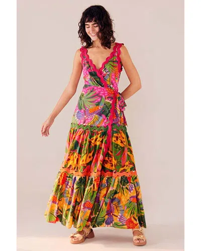Farm Rio Mixed Painted Toucans Maxi Dress In Red