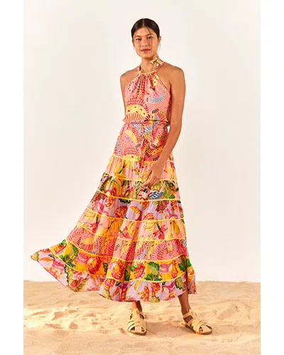 Farm Rio Mixed Pink Prints Maxi Dress In Multi