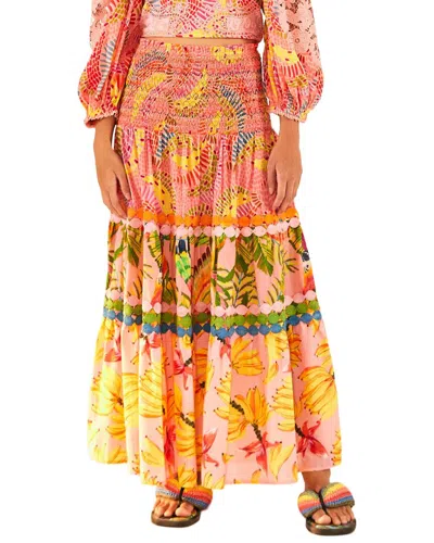 Farm Rio Mixed Pink Prints Midi Skirt In Animal Print