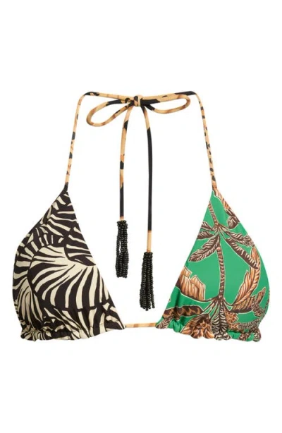 Farm Rio Mixed Print Triangle Bikini Top In Multi