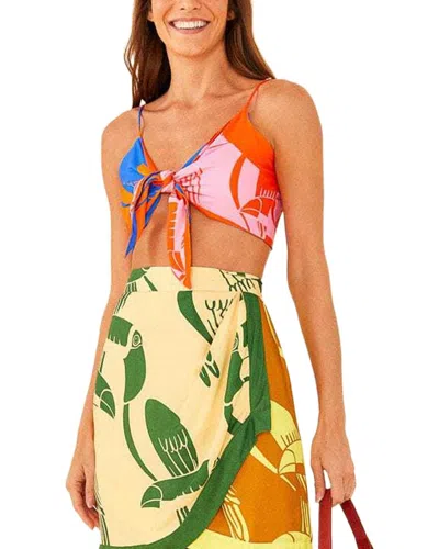 Farm Rio Mixed Rainbow Toucans Crop Top In Animal Print