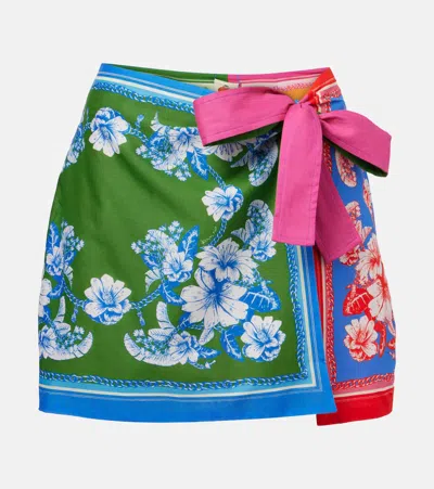 FARM RIO MIXED SCARVES FLORAL ELEGANCE COTTON WRAP SKIRT