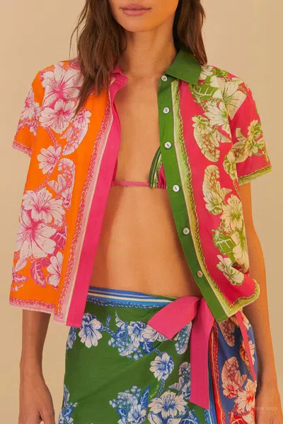 Farm Rio Mixed Scarves Floral Elegance Shirt In Multicolor